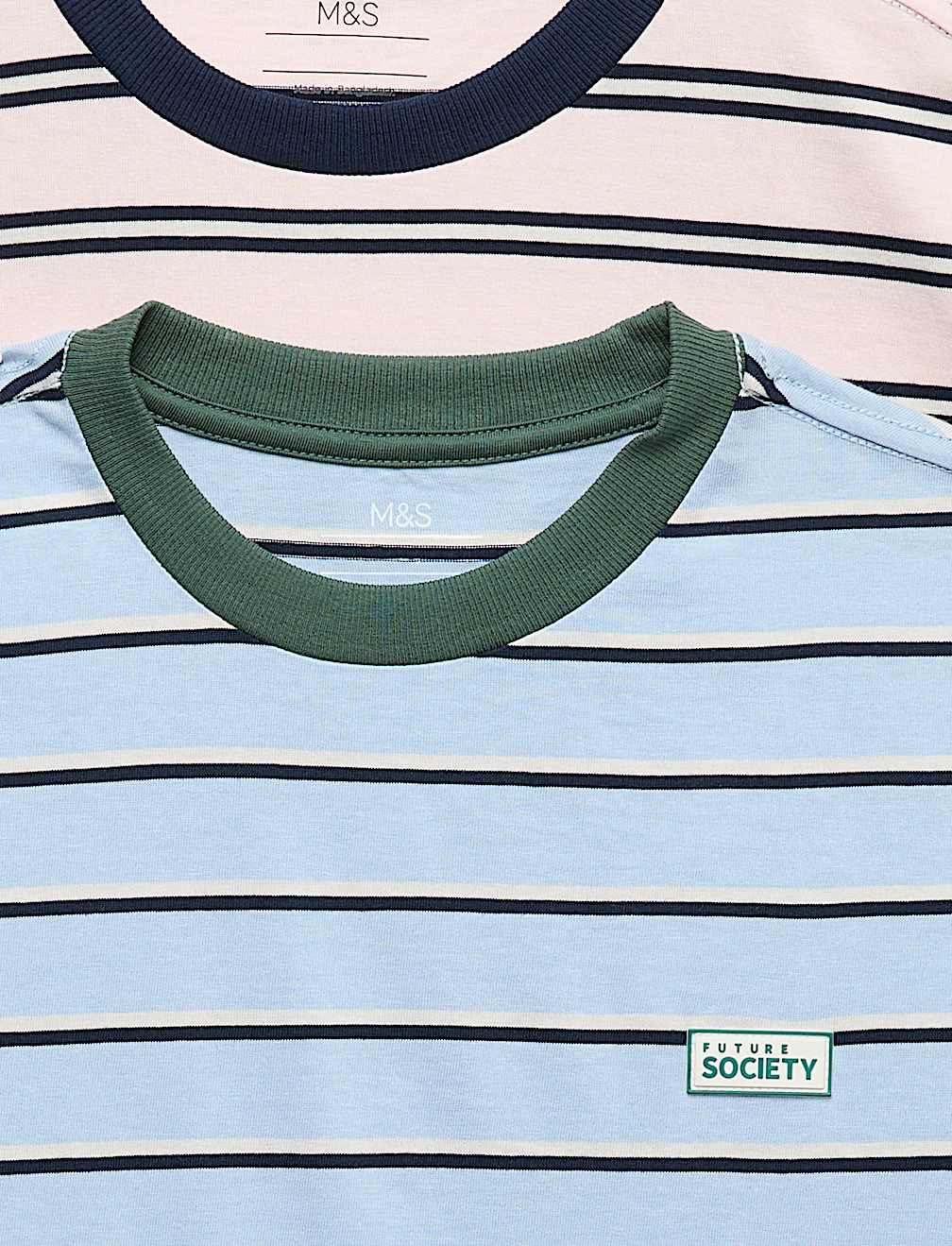 2 Pack Pure Cotton Striped T-Shirts (6-16 Yrs)
