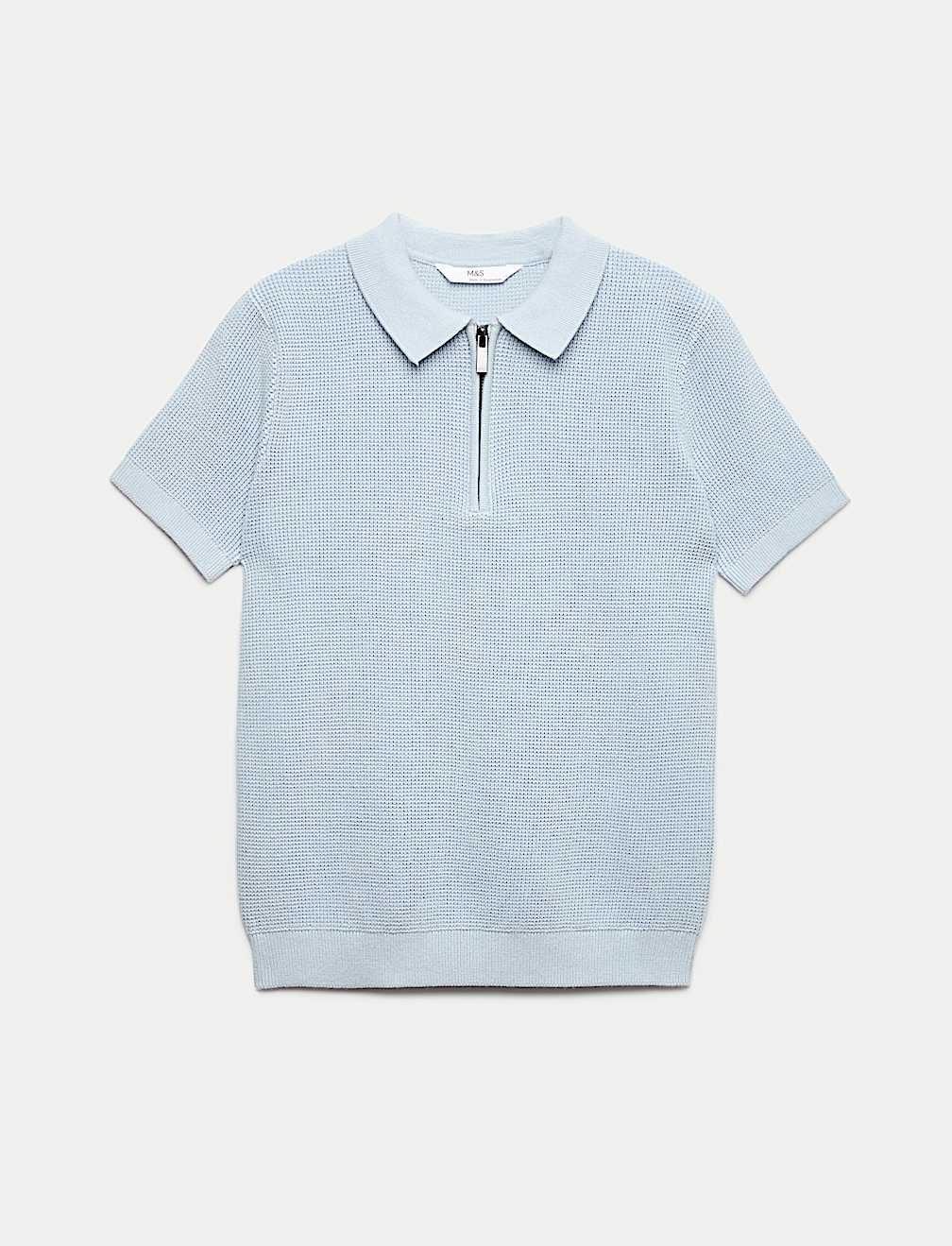 Pure Cotton Waffle Knitted Polo Shirt (6-16 Yrs)