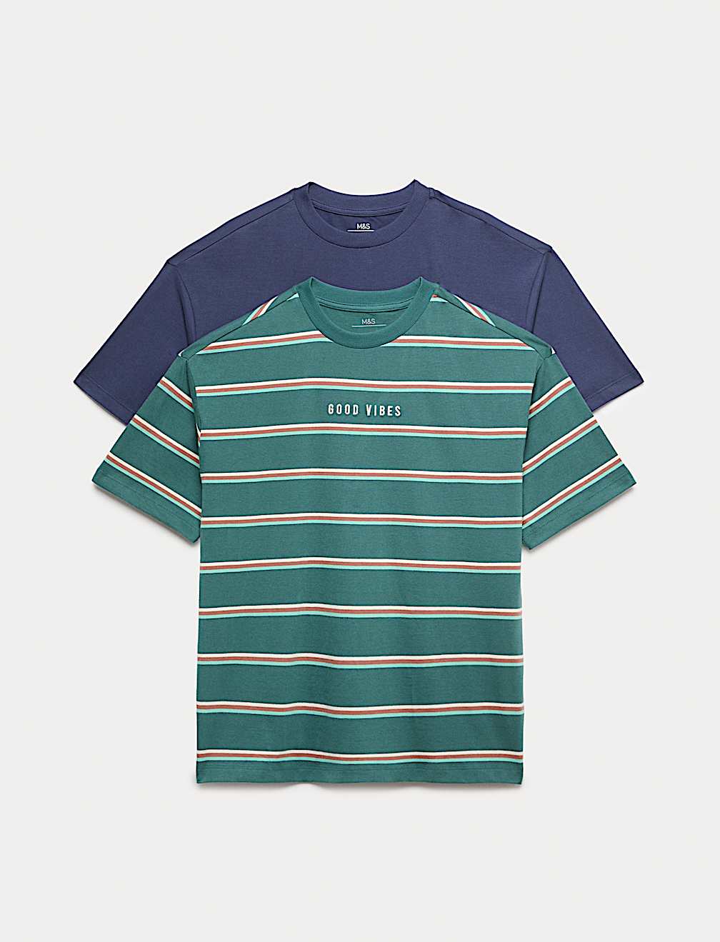 2 Pack Pure Cotton Good Vibes T-Shirts (6-16 Yrs)