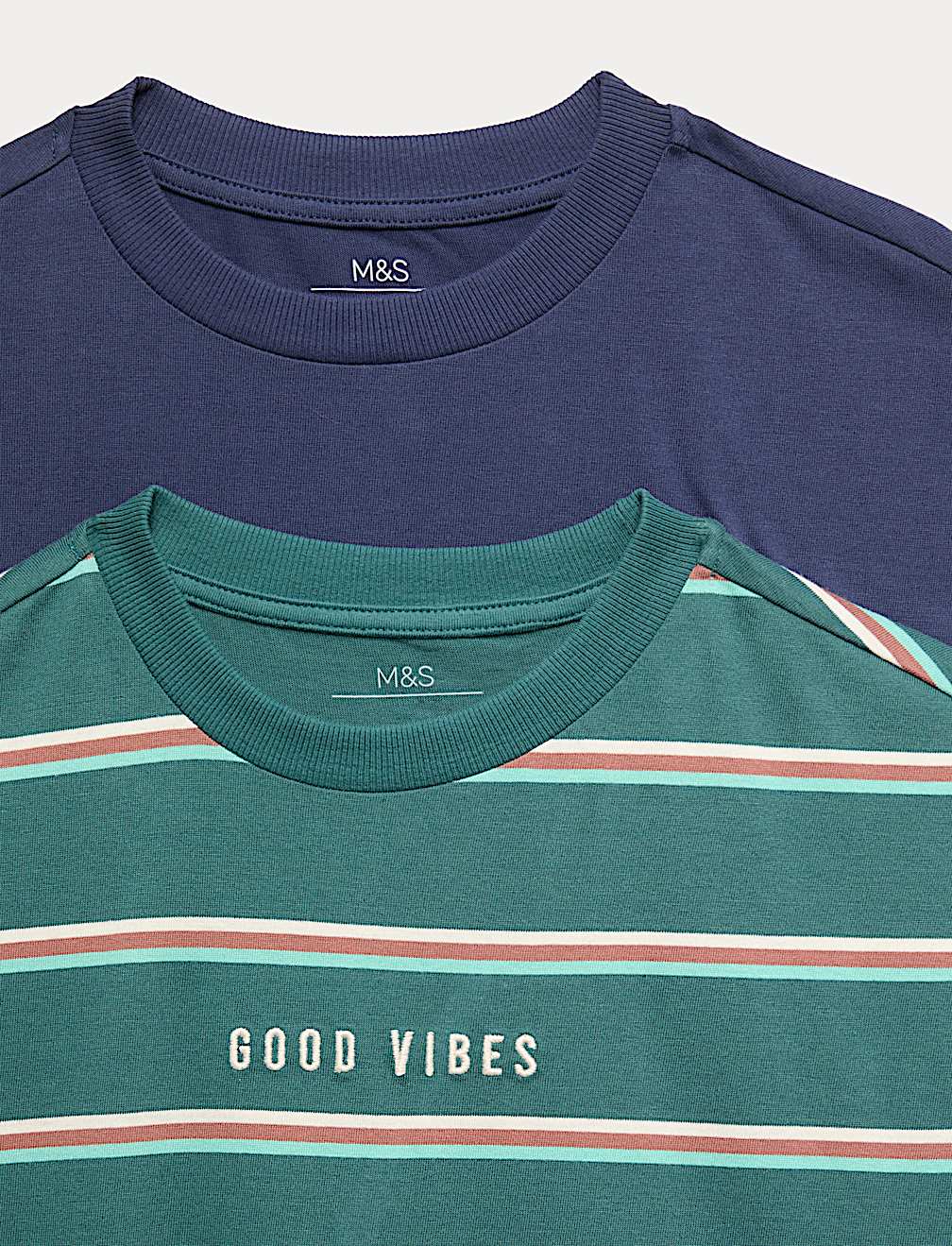 2 Pack Pure Cotton Good Vibes T-Shirts (6-16 Yrs)