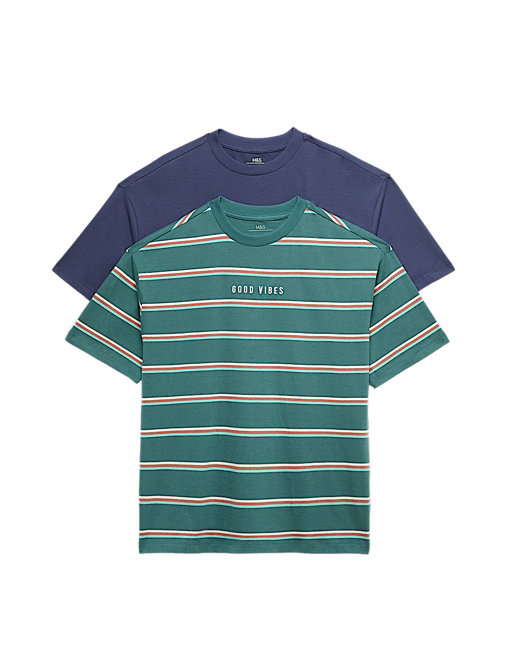 2 Pack Pure Cotton Good Vibes T-Shirts (6-16 Yrs)