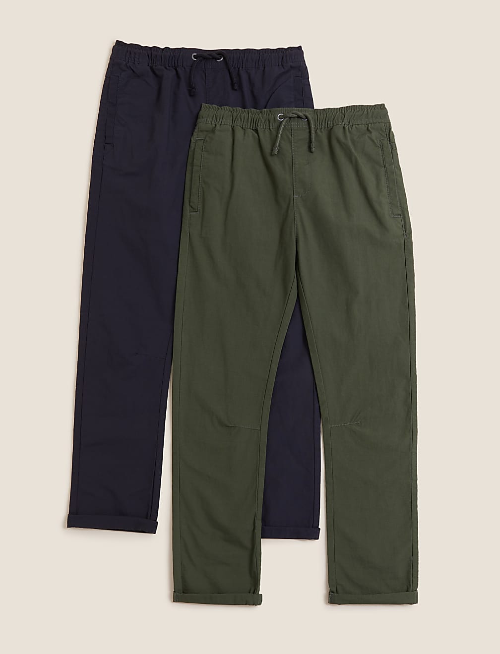 2pk Pure Cotton Ripstop Trousers (6-16 Yrs)