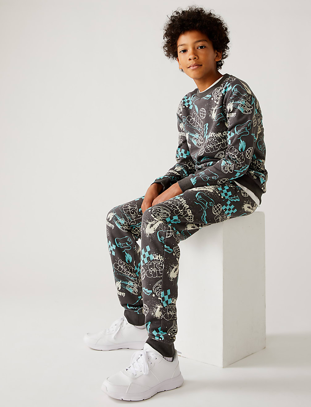 Cotton Rich Graffiti Print Joggers
