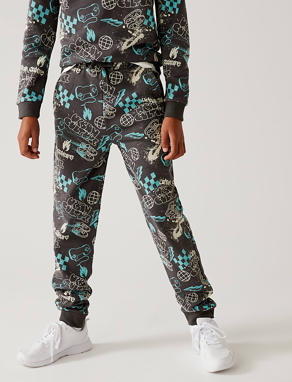 Cotton Rich Graffiti Print Joggers