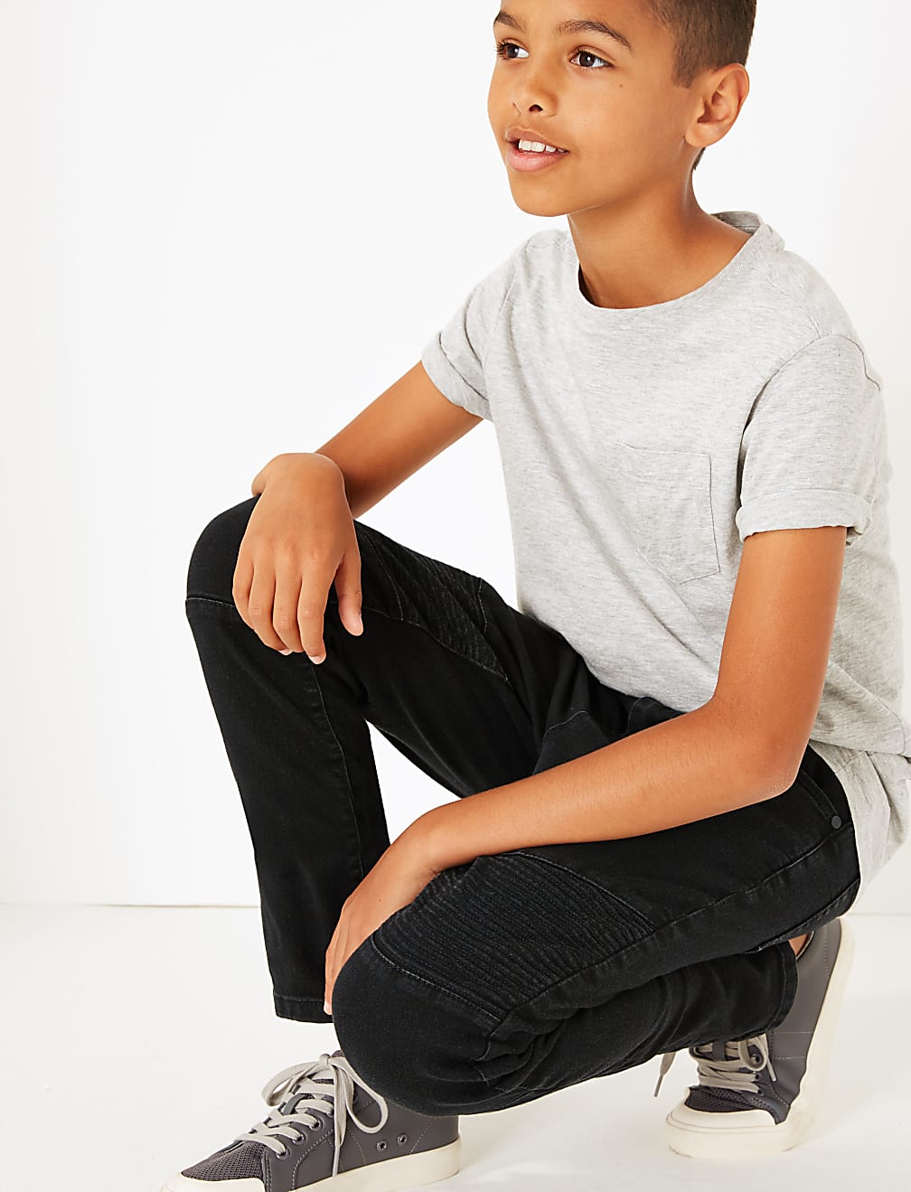 Regular Fit Cotton Biker Jeans (3-16 Years)