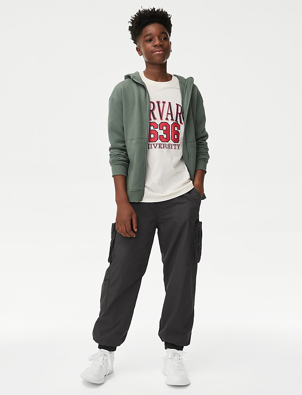Pure Cotton Cargo Trousers (6-16 Yrs)