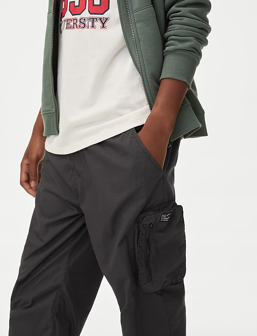 Pure Cotton Cargo Trousers (6-16 Yrs)