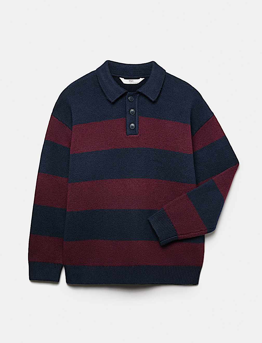 Cotton Rich Striped Knitted Rugby Jumper (6-16 Yrs)