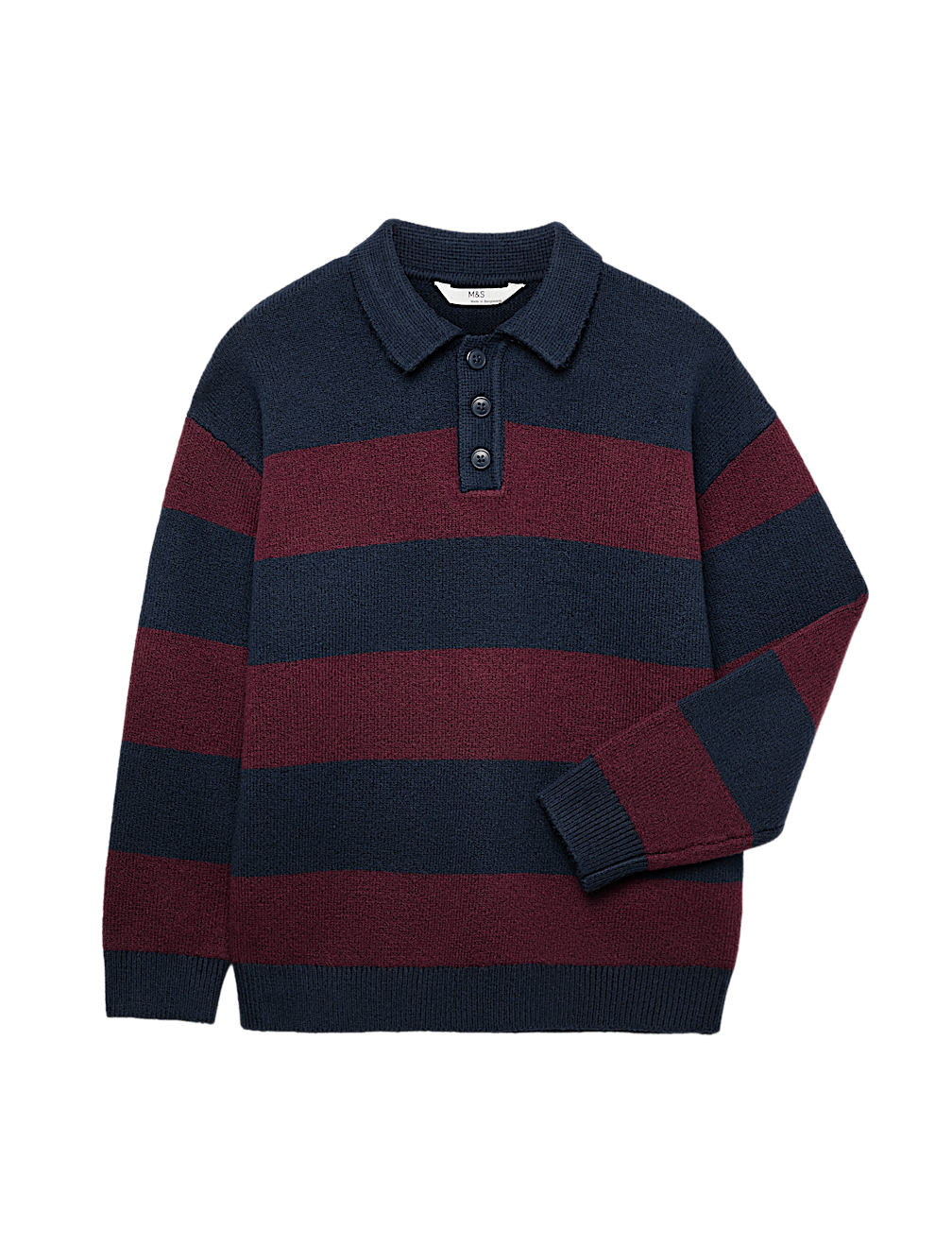 Cotton Rich Striped Knitted Rugby Jumper (6-16 Yrs)