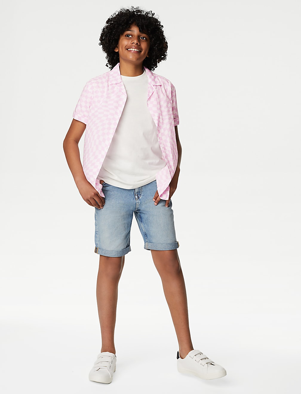 2pc Cotton Rich Check Shirt & T-Shirt Set