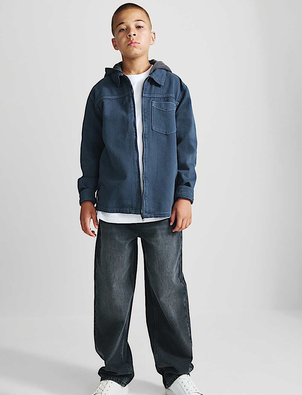 Cotton Rich Hooded Zip Shirt (6-16 Yrs)