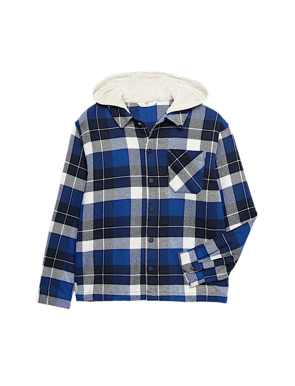 Pure Cotton Hooded Checked Shirt (6-16 Yrs)