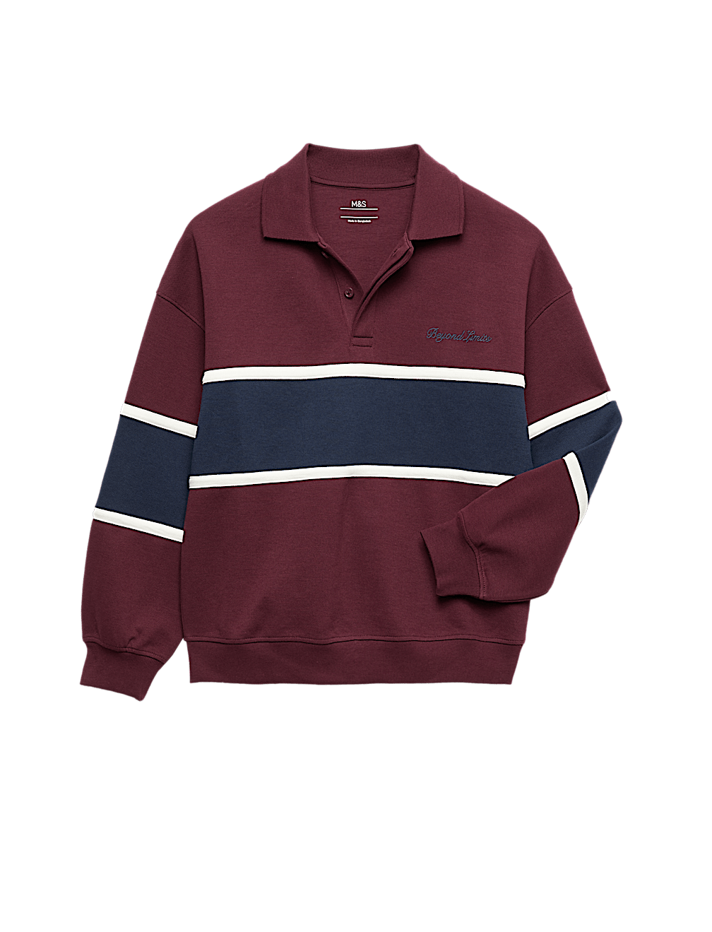 Cotton Rich Colour Block Rugby Sweatshirt (6-16 Yrs)