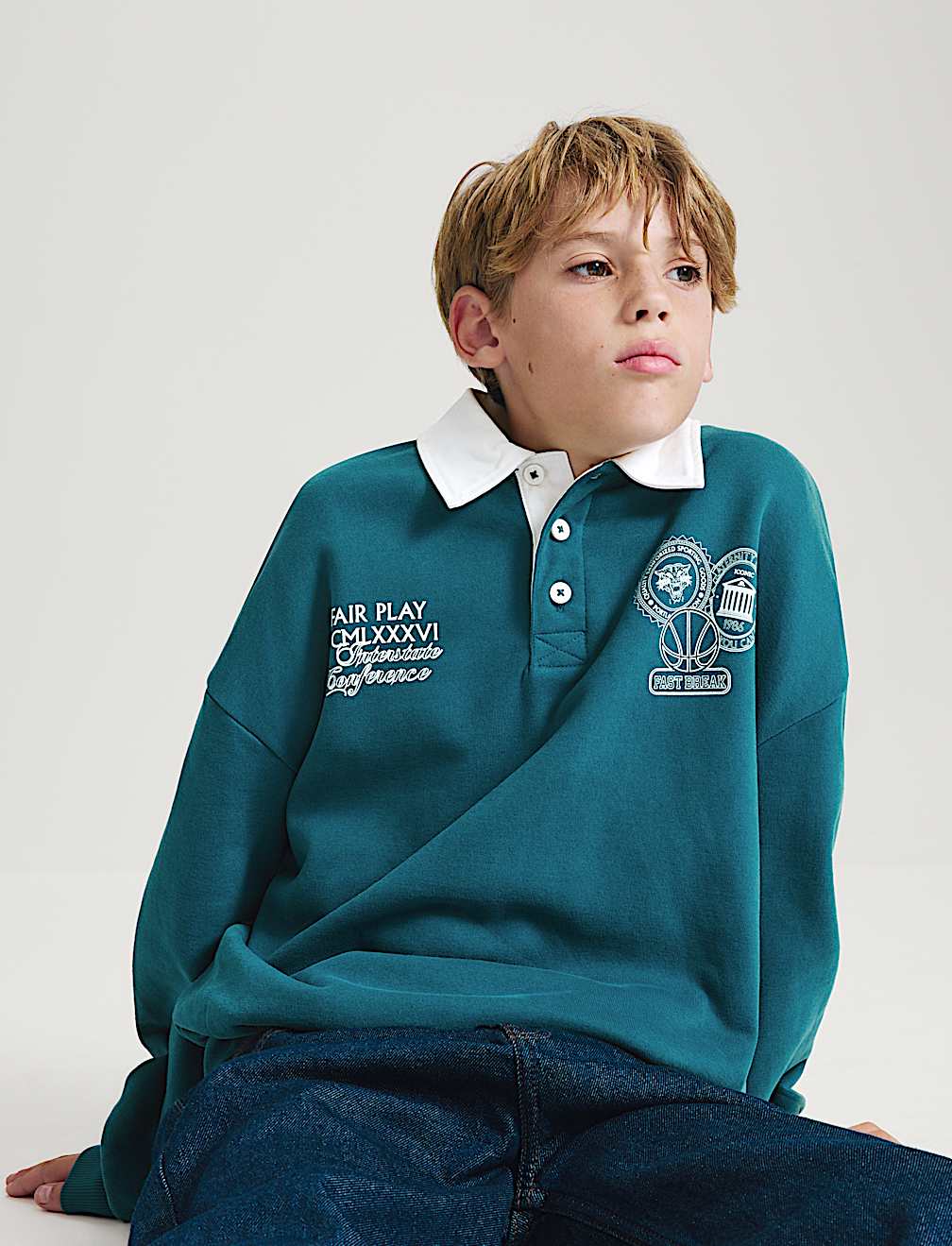 Cotton Rich Rugby Sweatshirt (6-16 Yrs)