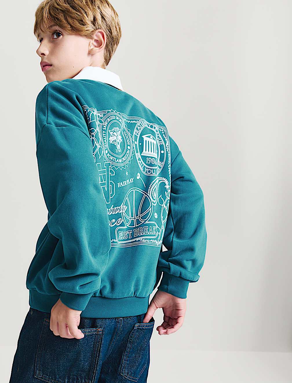 Cotton Rich Rugby Sweatshirt (6-16 Yrs)