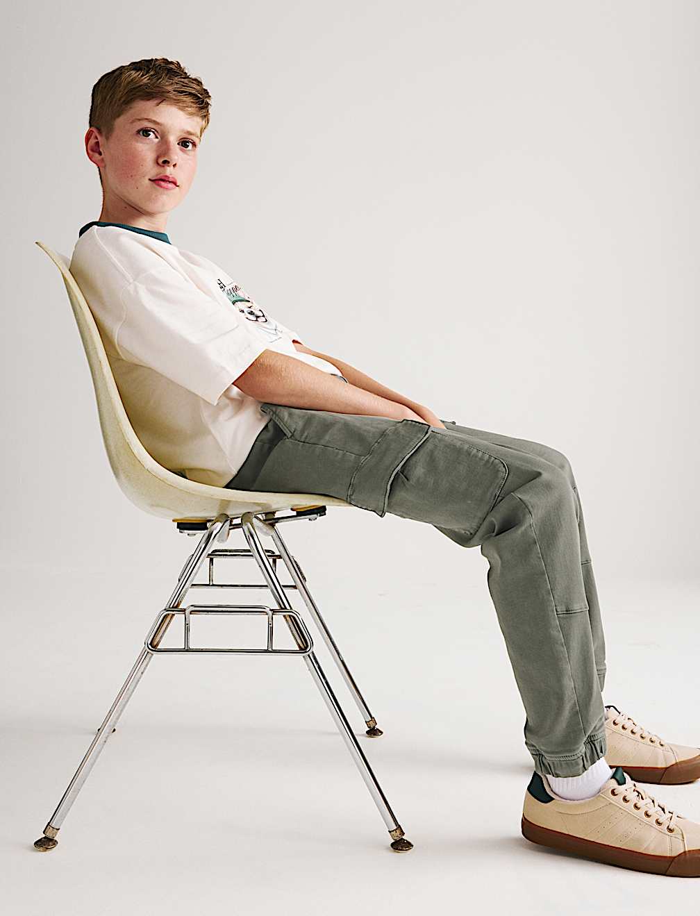 Cotton Rich Stretch Cargo Trousers (6-16 Yrs)