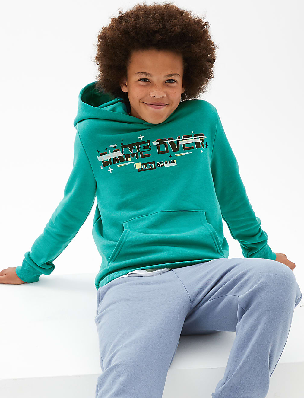 Cotton Rich Game Over Slogan Hoodie