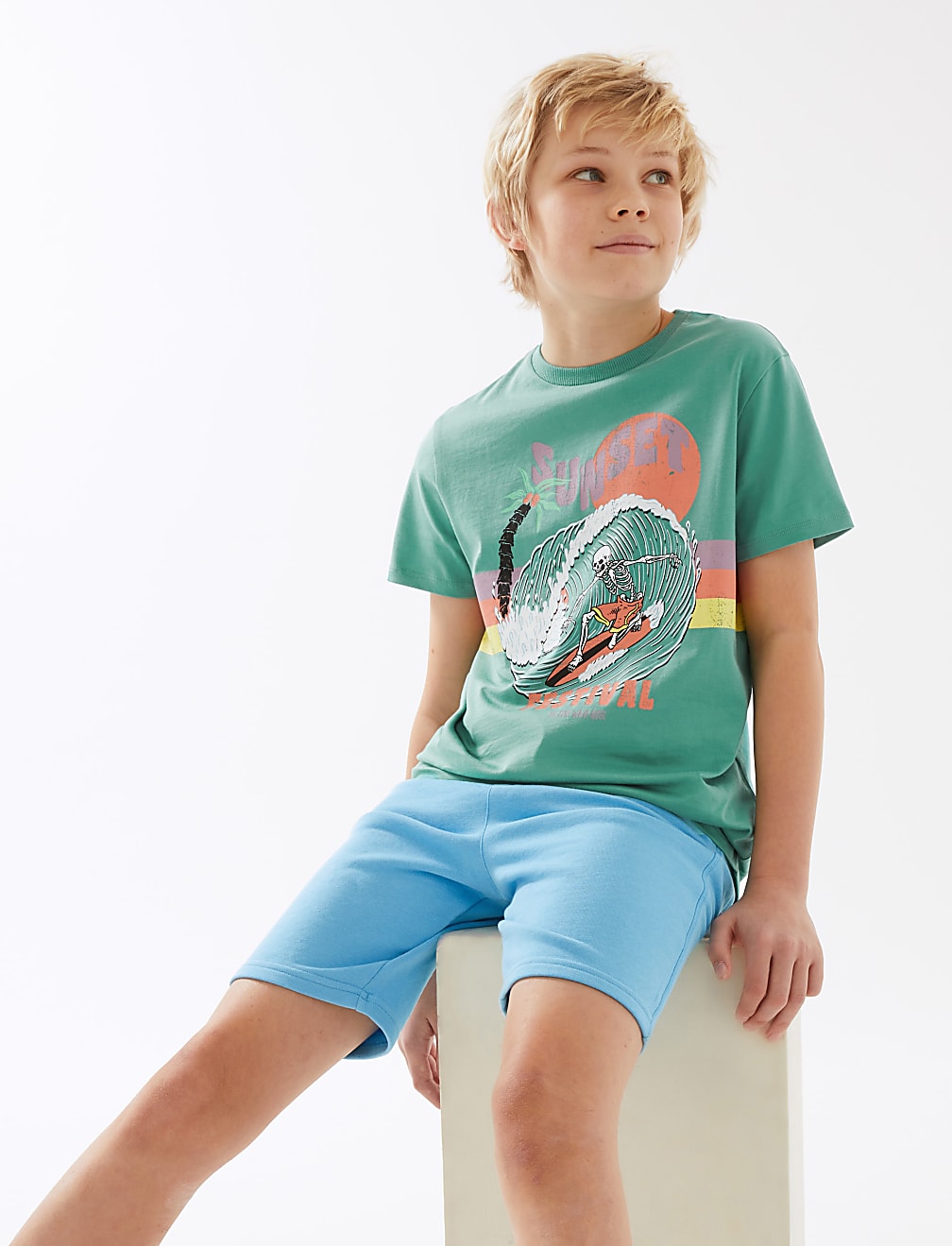Pure Cotton Sunset Festival Slogan T-Shirt (6-16 Yrs)