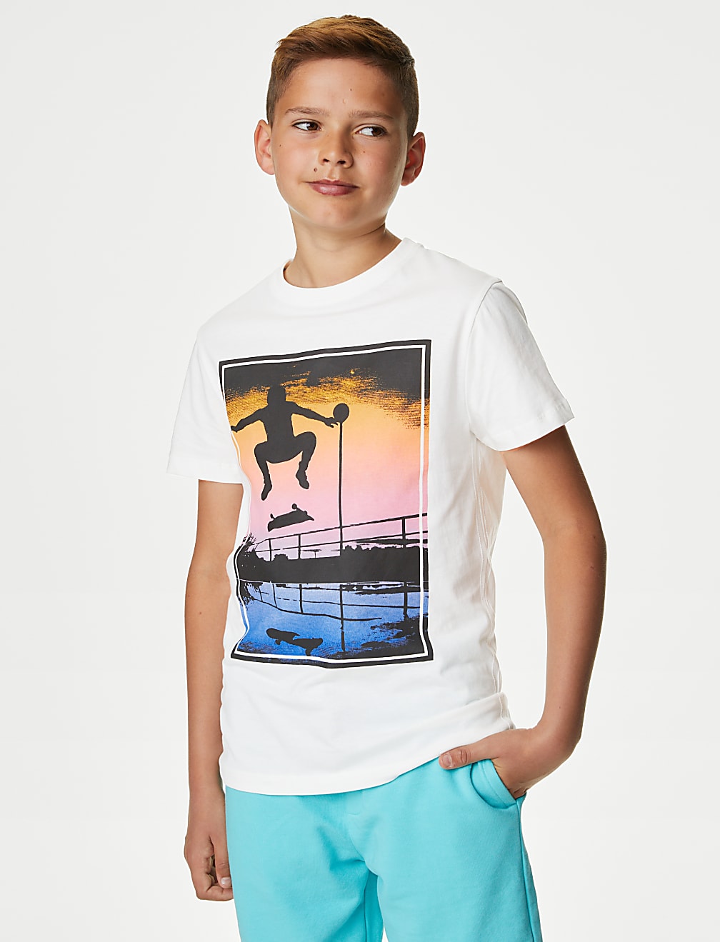 Pure Cotton Skate Print T-Shirt (6-16 Yrs)