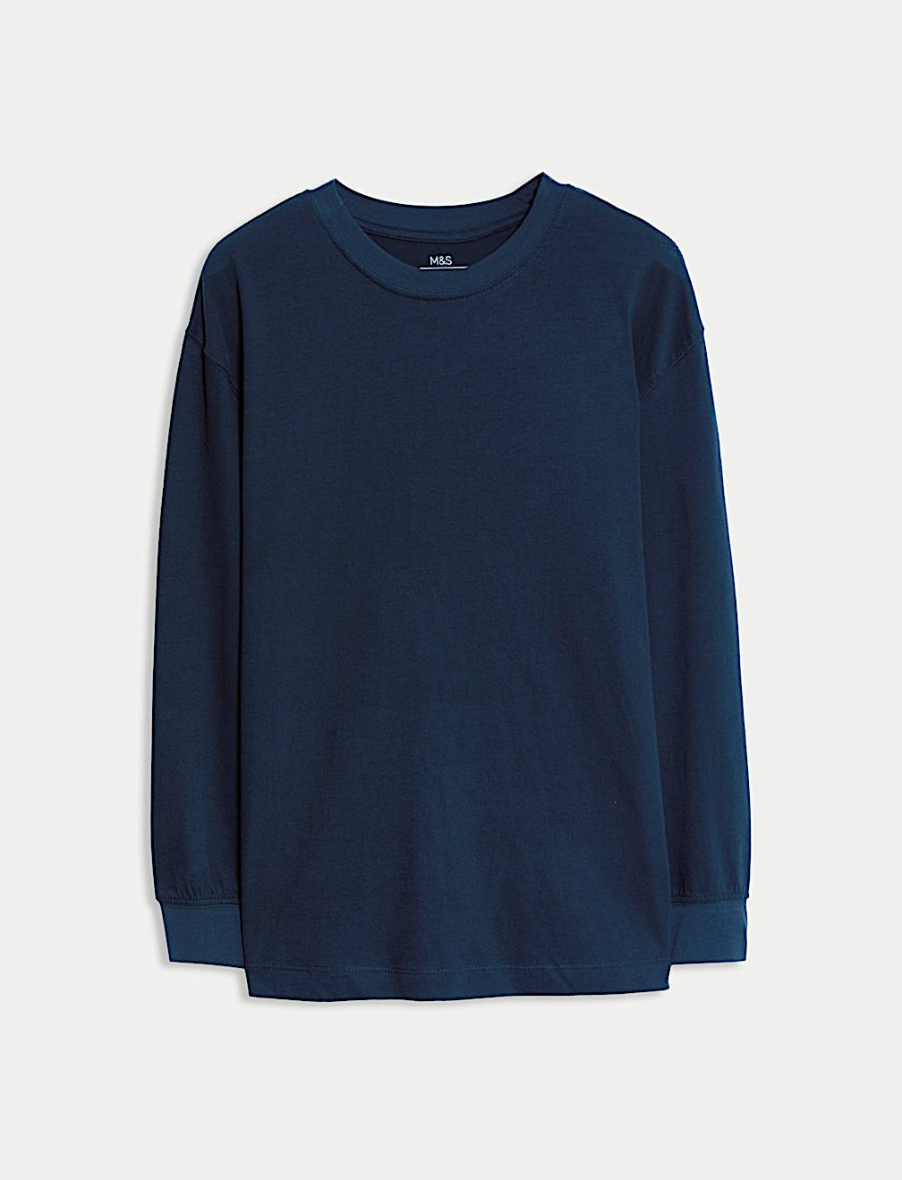 Pure Cotton Plain Long Sleeve Top (6-16 Yrs)