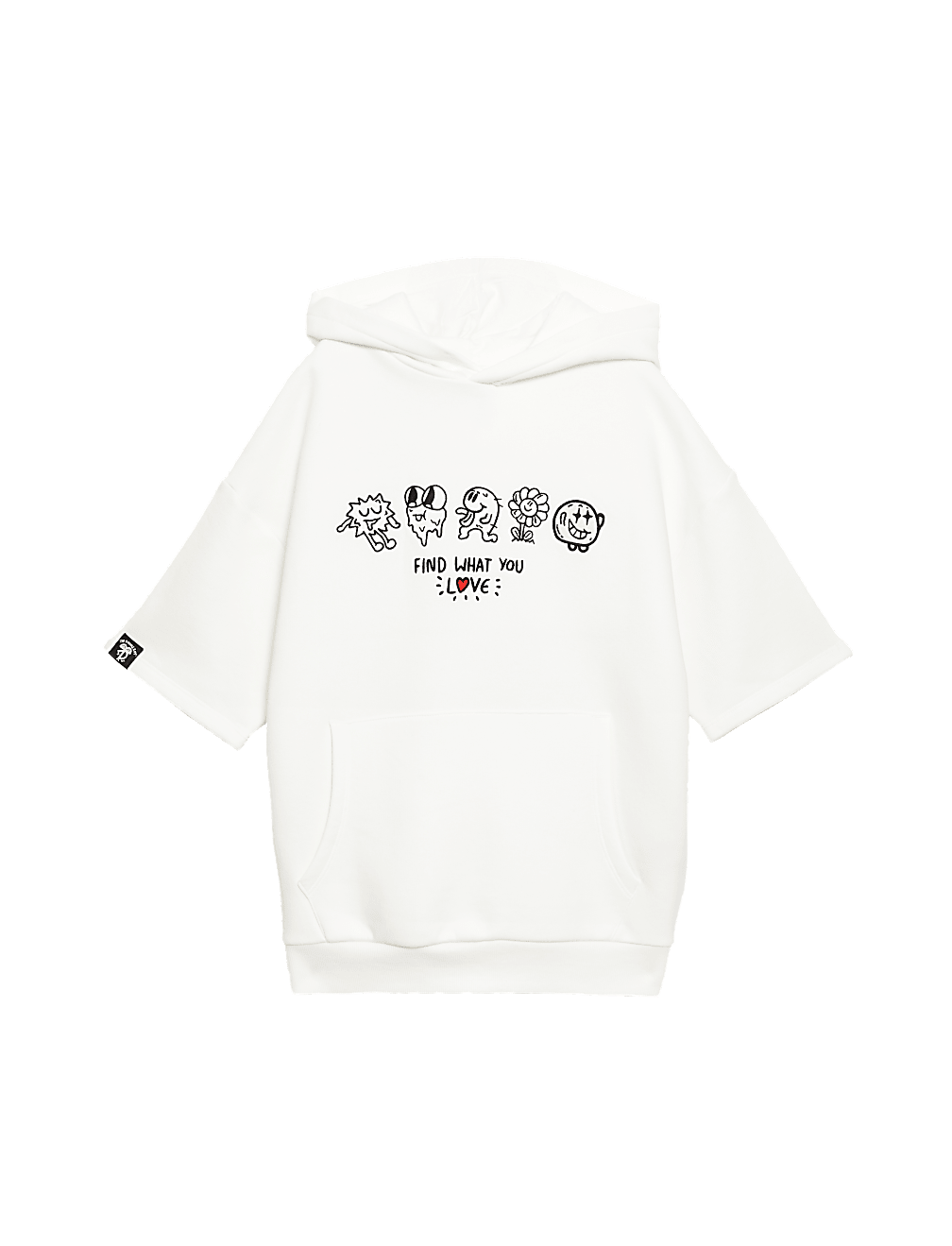 Cotton Rich Short Sleeve Doodle Hoodie (6-16 Yrs)