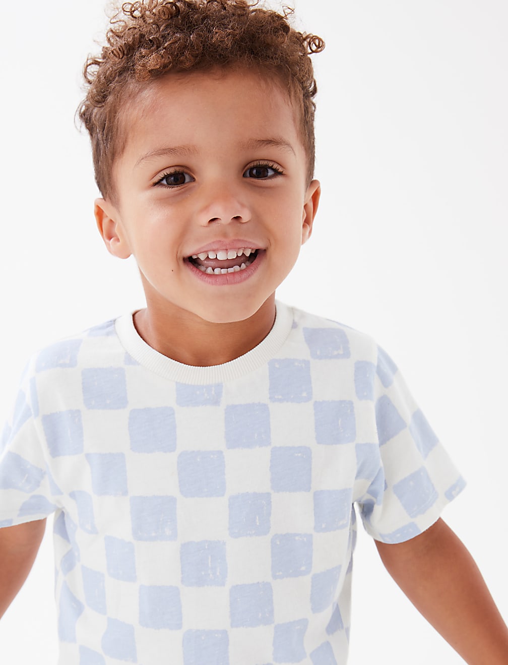 Pure Cotton Checkerboard T-Shirt (2-7 Yrs)