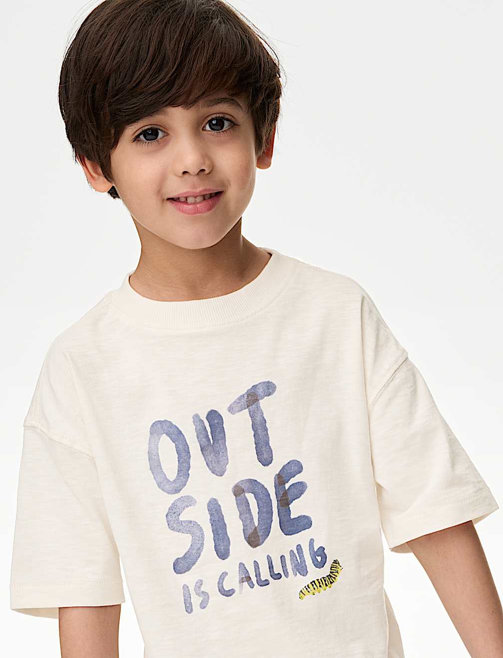 Pure Cotton 'Outside' Slogan T-Shirt (1-8 Yrs)