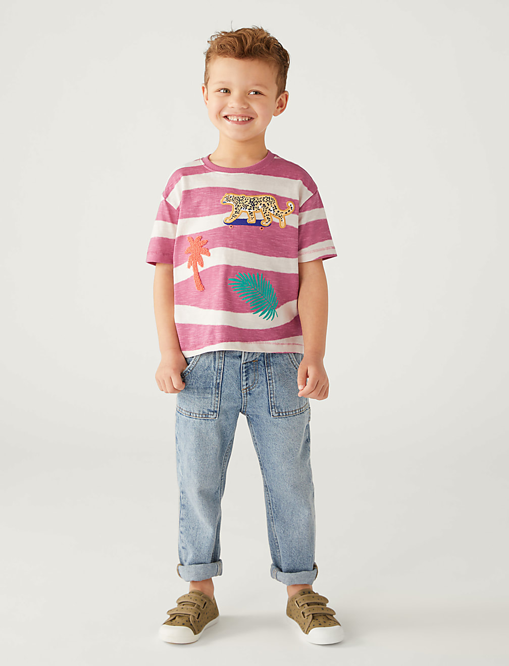 Pure Cotton Striped Safari T-Shirt