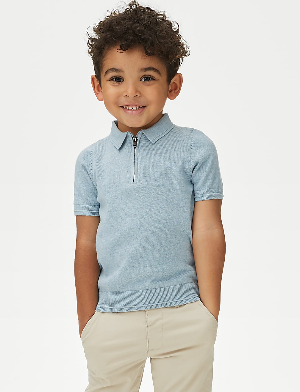 Pure Cotton Knitted Polo Shirt (2-8 Yrs)