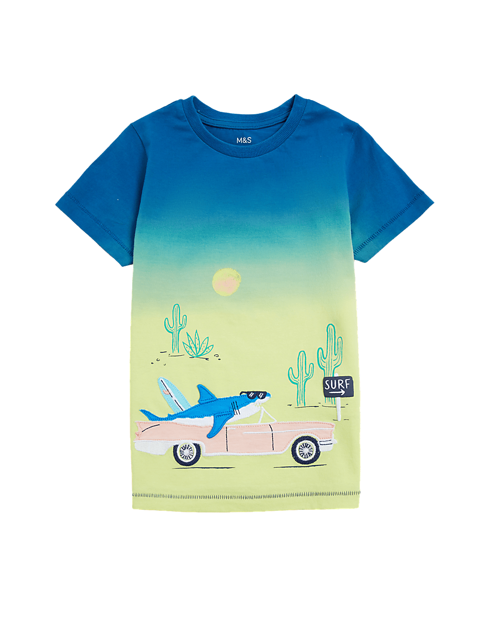 Pure Cotton Ombr&eacute; Shark T-Shirt (2-7 Yrs)