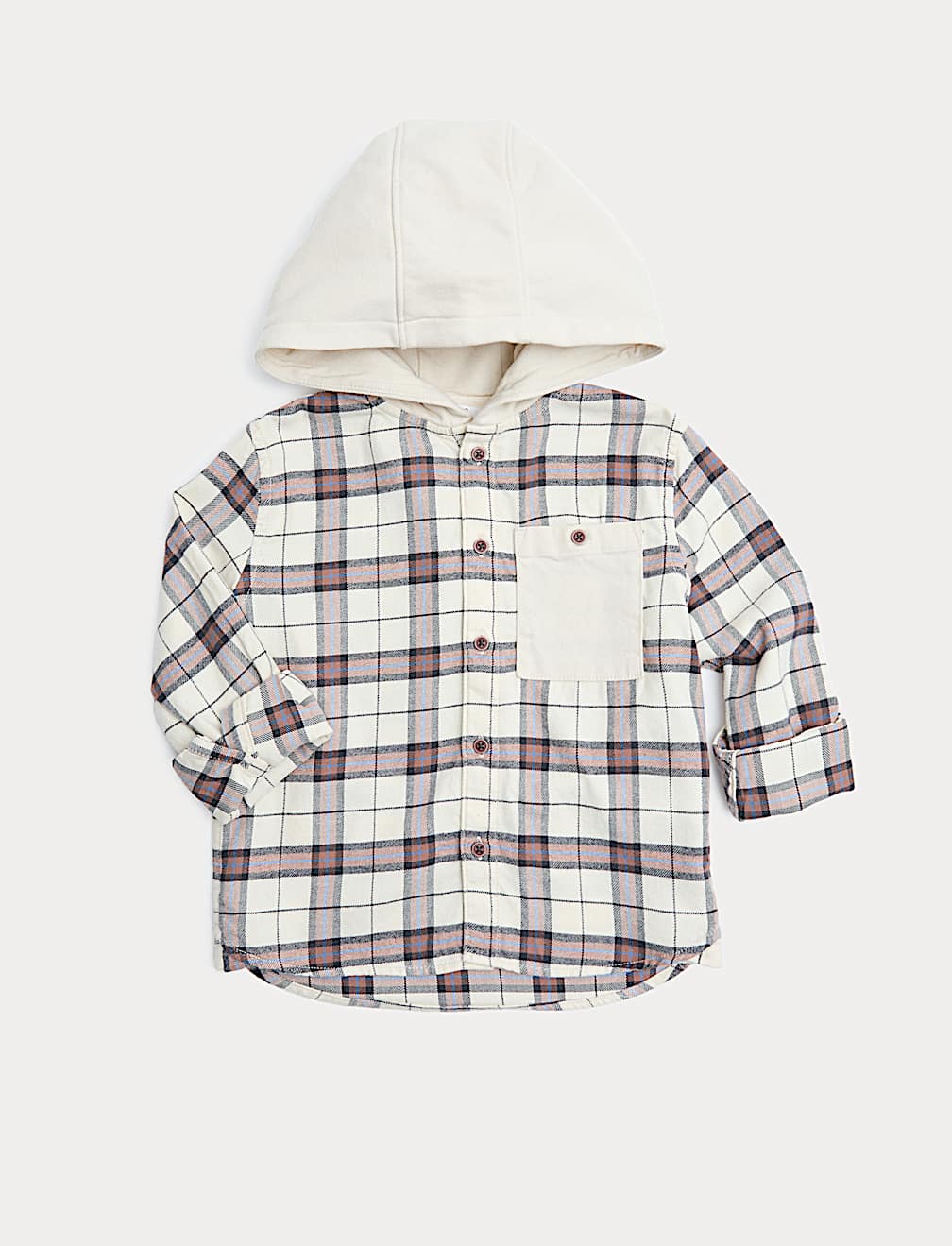 Pure Cotton Checked Hooded Shirt (2-8 Yrs)
