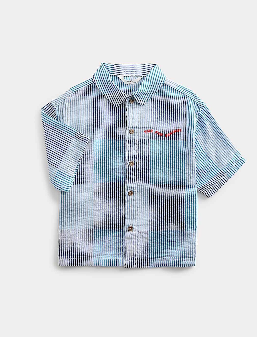 Pure Cotton Checked Seersucker Shirt (2-8 Yrs)