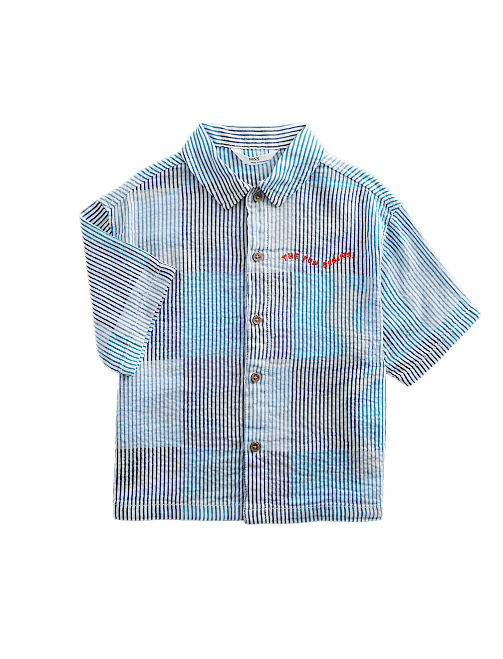 Pure Cotton Checked Seersucker Shirt (2-8 Yrs)