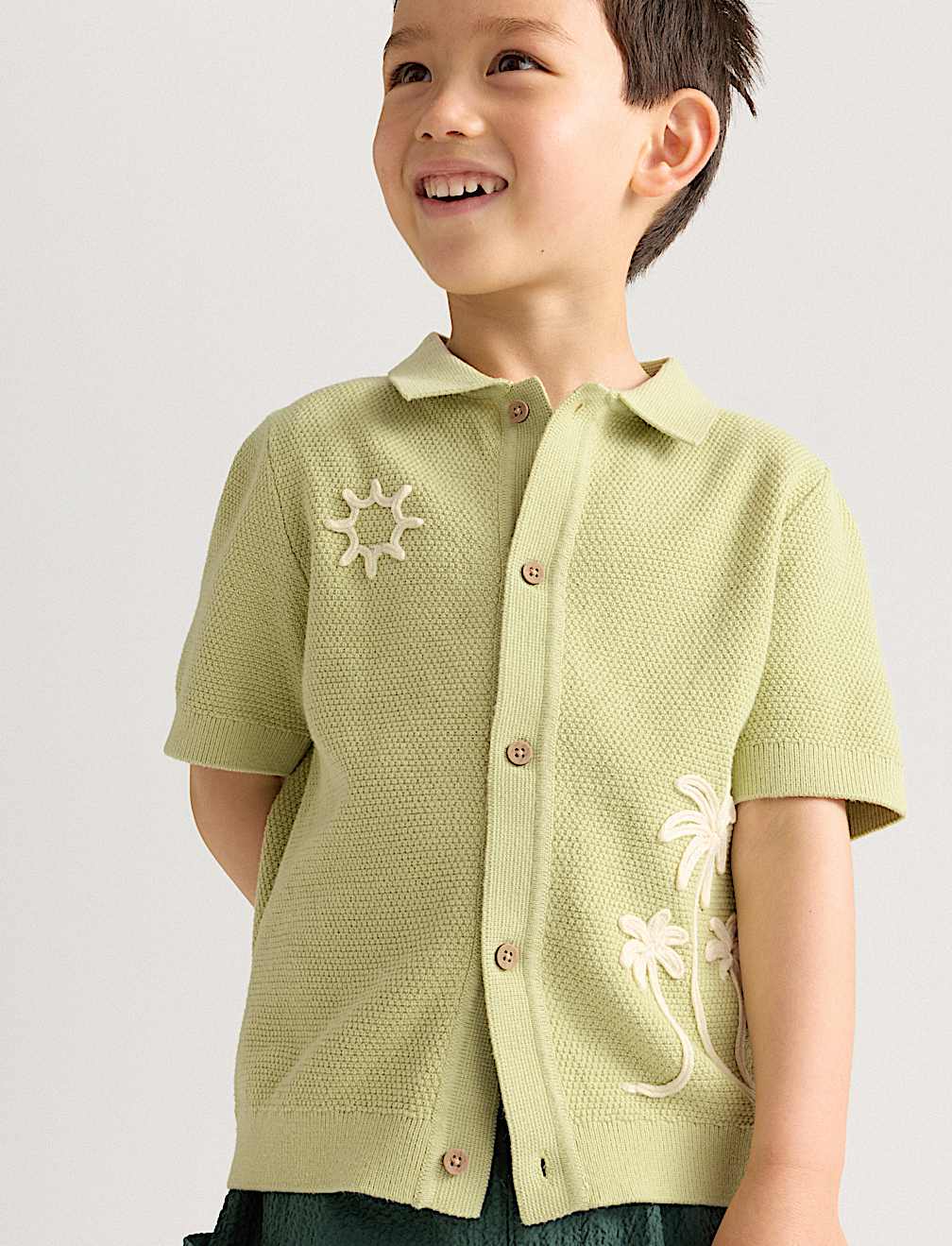 Pure Cotton Knitted Embroidered Polo Shirt (2-8 Yrs)