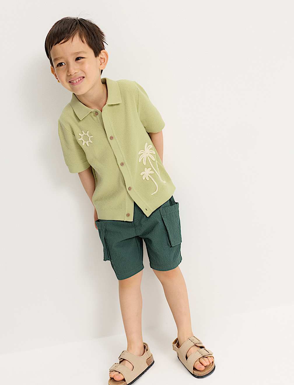 Pure Cotton Knitted Embroidered Polo Shirt (2-8 Yrs)