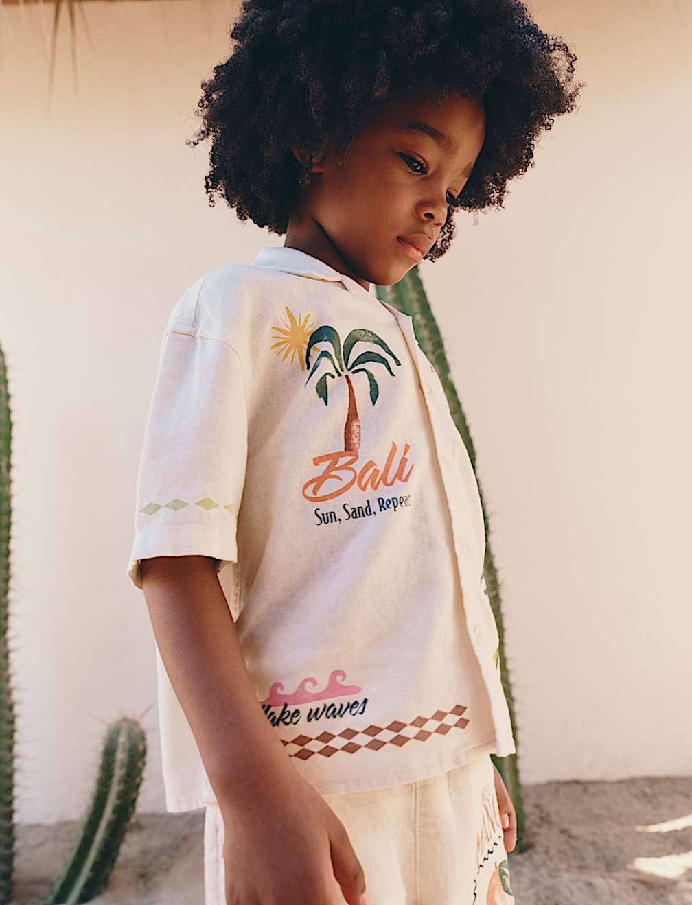Linen Blend Print Shirt (2-8 Yrs)