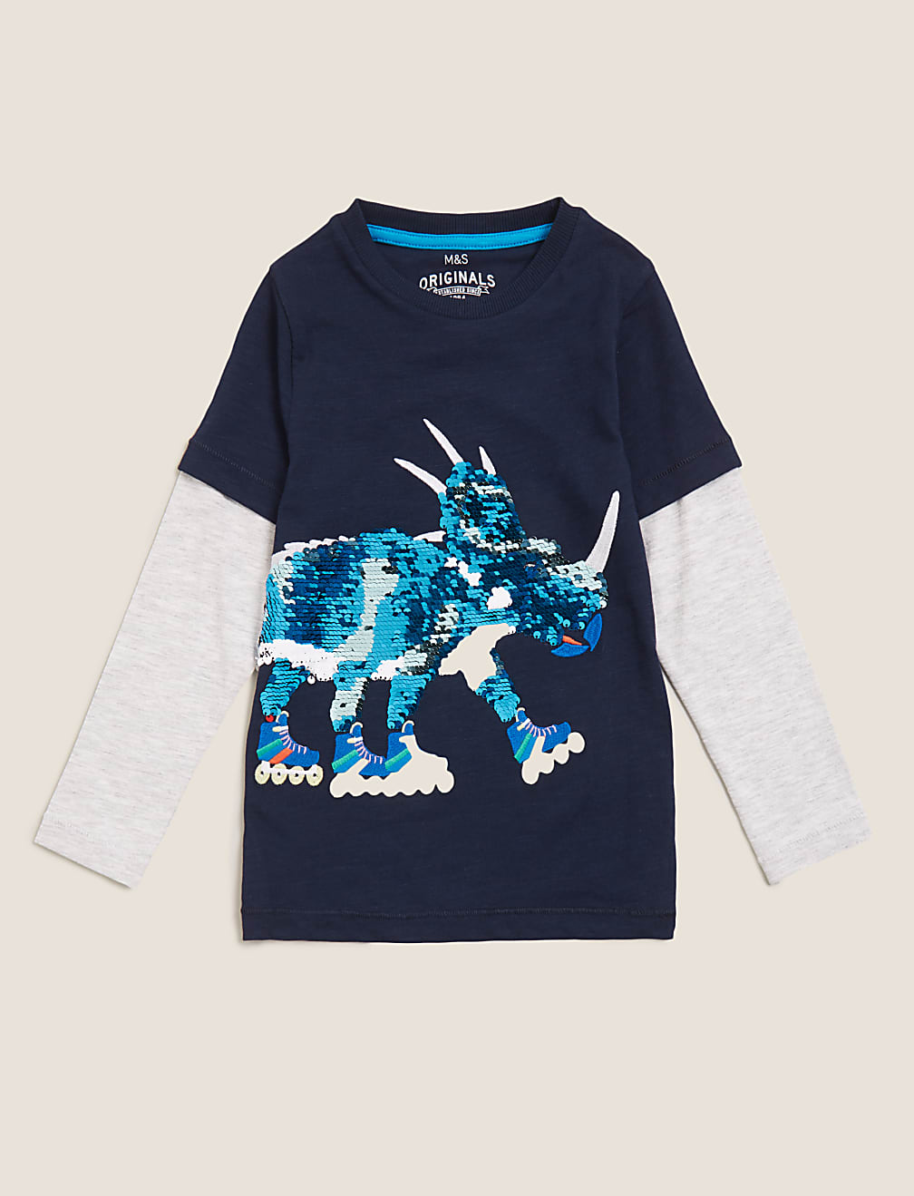 Pure Cotton Reversible Sequin Dinosaur Top (2-7 Yrs)