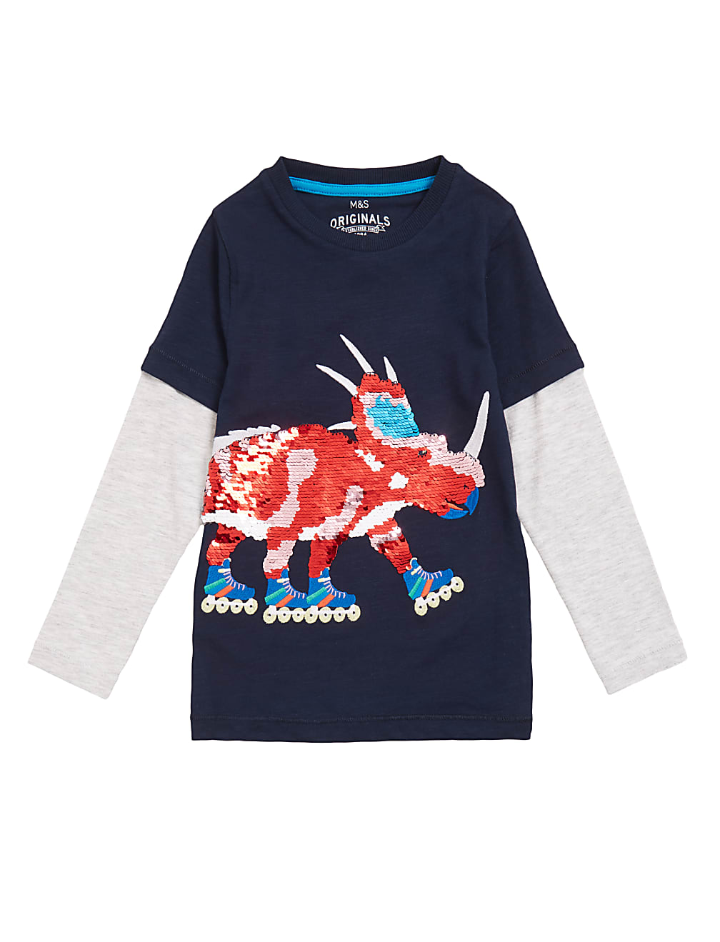 Pure Cotton Reversible Sequin Dinosaur Top (2-7 Yrs)