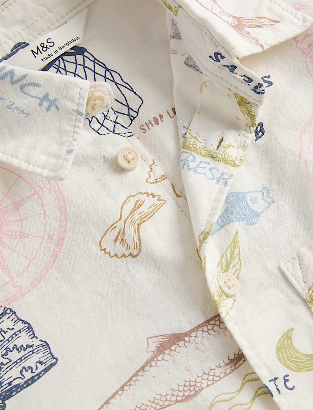 Pure Cotton Coastal Print Shirt (2-8 Yrs)