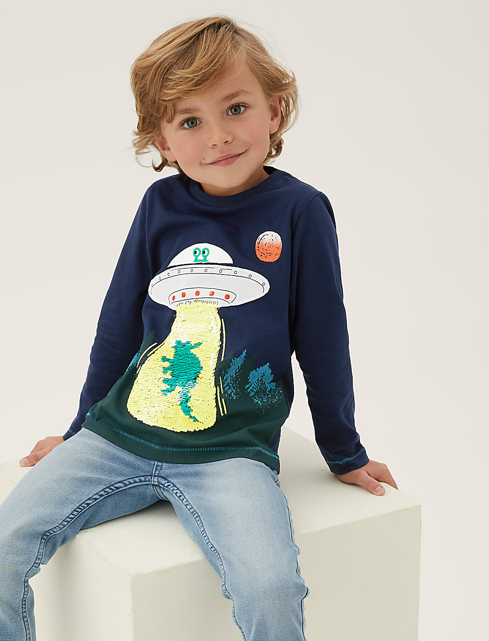 Pure Cotton Alien Reversible Sequin Top (2-7 Yrs)