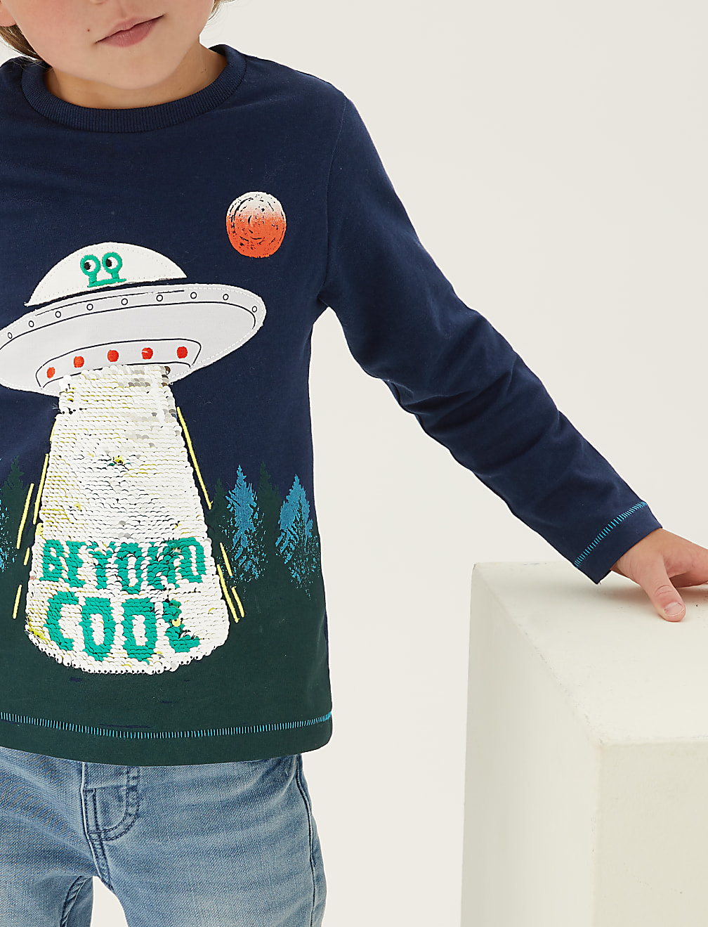 Pure Cotton Alien Reversible Sequin Top (2-7 Yrs)