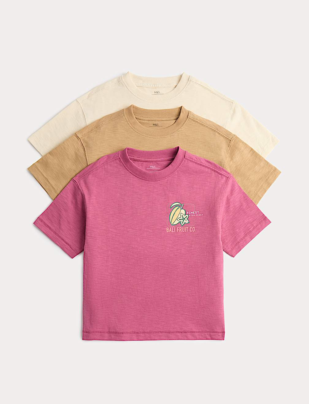 3 Pack Pure Cotton Fruit Graphic T-Shirts (2-8 Years)
