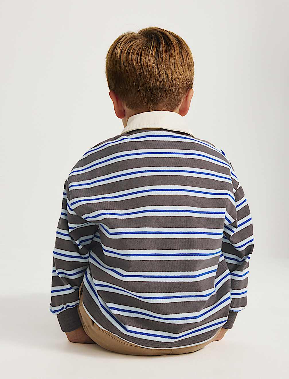 Cotton Rich Graphic Striped Rugby Top (2-8 Yrs)