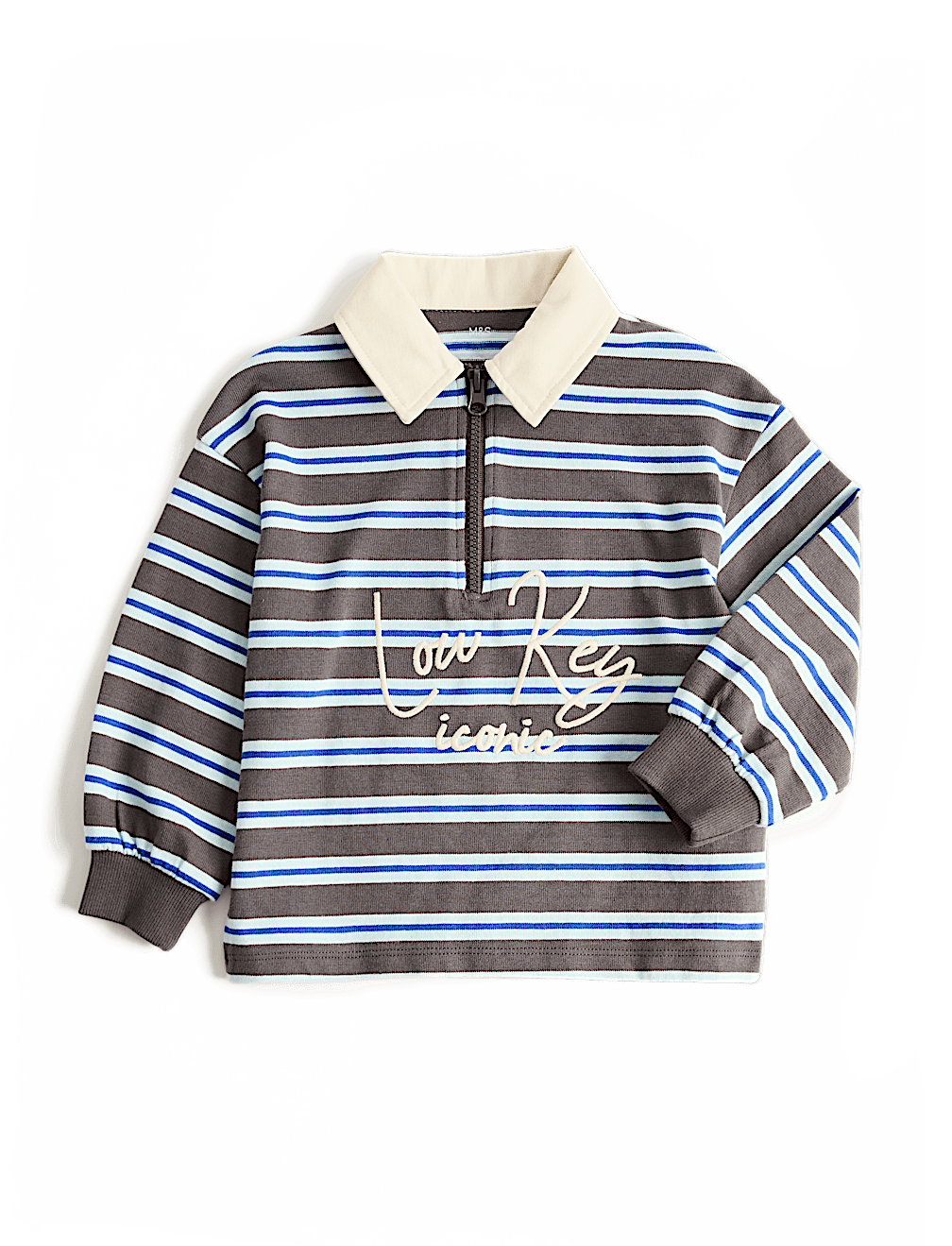 Cotton Rich Graphic Striped Rugby Top (2-8 Yrs)