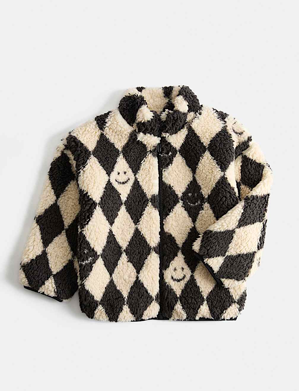 Harlequin Patterned Borg Jacket (2-8 Yrs)