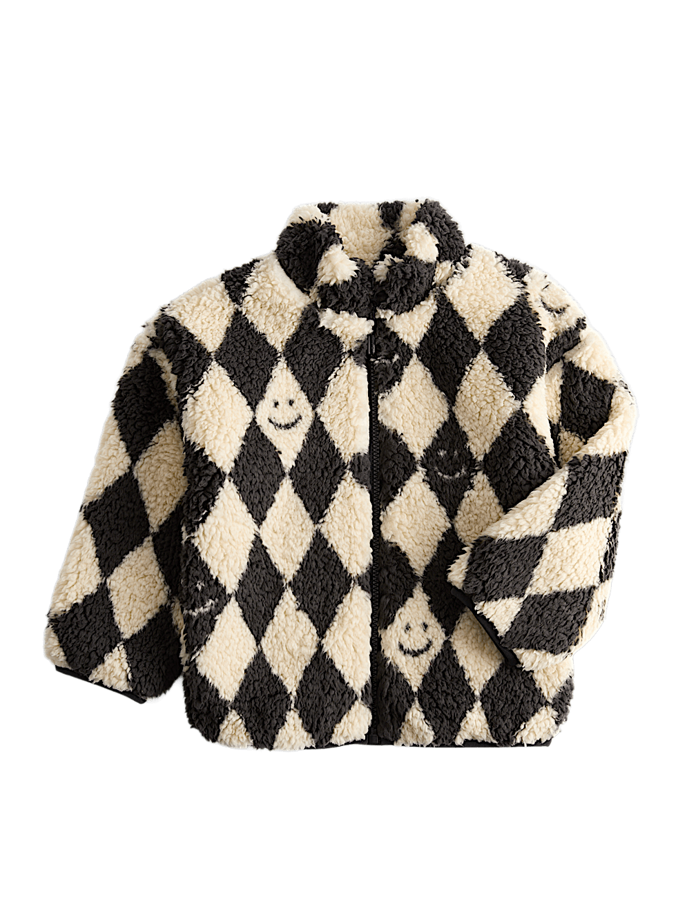 Harlequin Patterned Borg Jacket (2-8 Yrs)