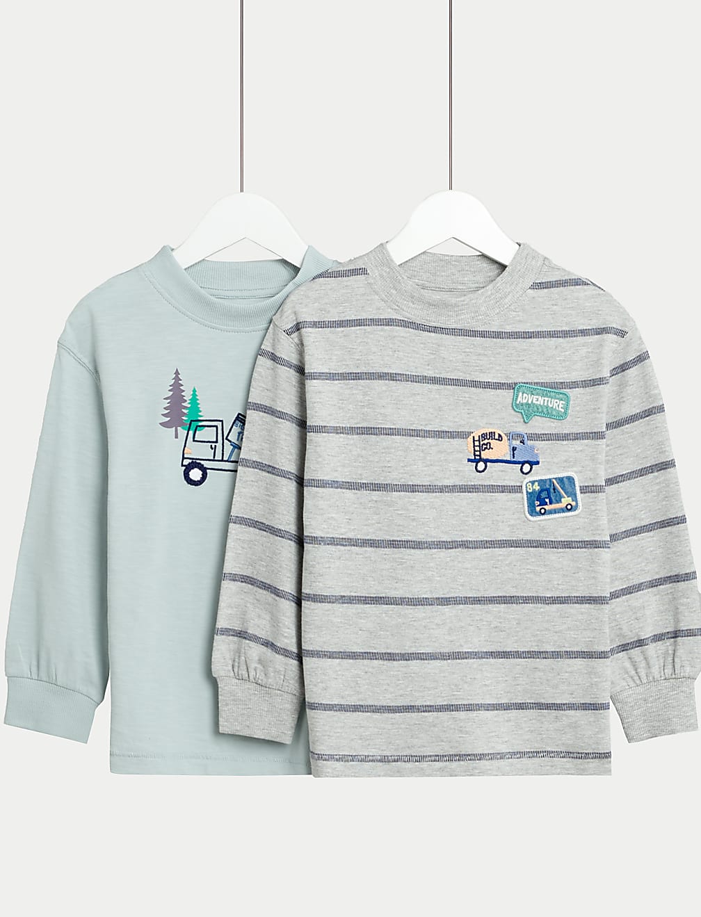 2pk Cotton Rich Transport Graphic Tops (2-8 Yrs)