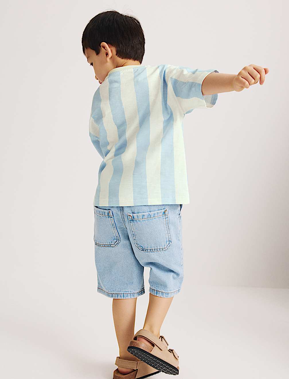 Pure Cotton Striped Graphic T-Shirt (2-8 Yrs)