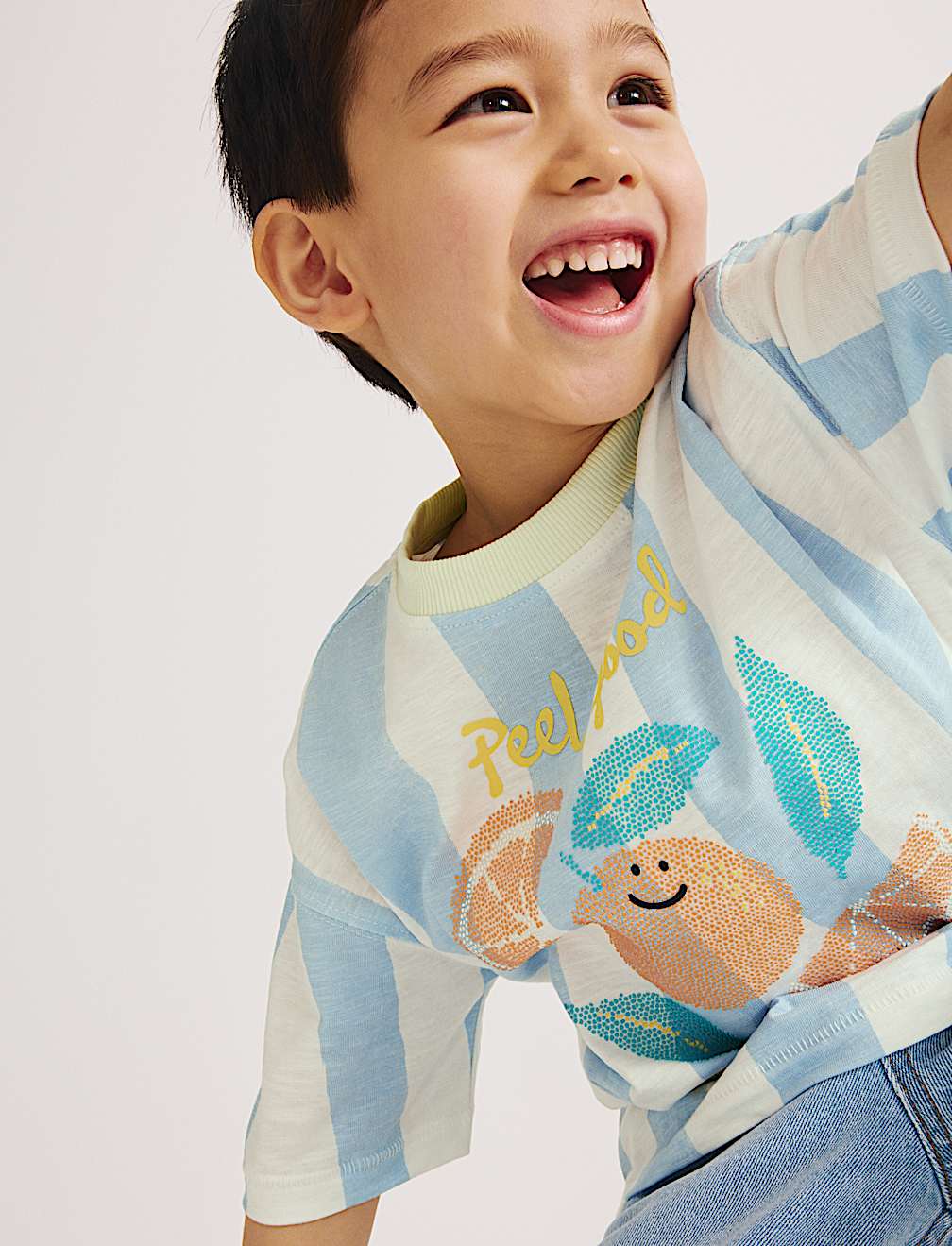 Pure Cotton Striped Graphic T-Shirt (2-8 Yrs)