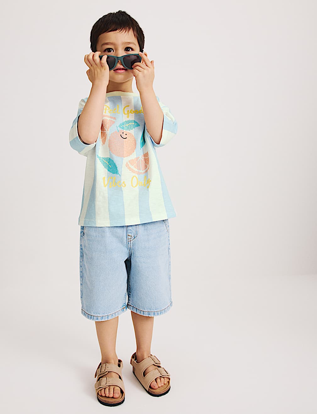 Pure Cotton Striped Graphic T-Shirt (2-8 Yrs)